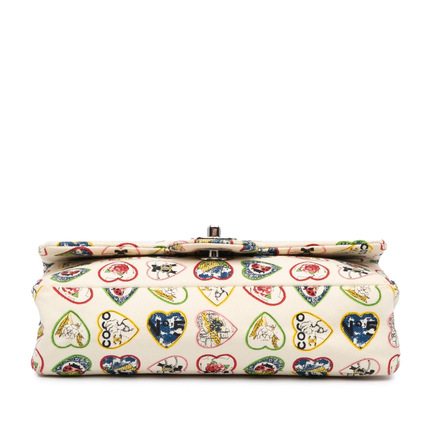 White Chanel Small Canvas Valentine Heart Flap Shoulder Bag