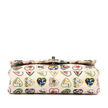 White Chanel Small Canvas Valentine Heart Flap Shoulder Bag