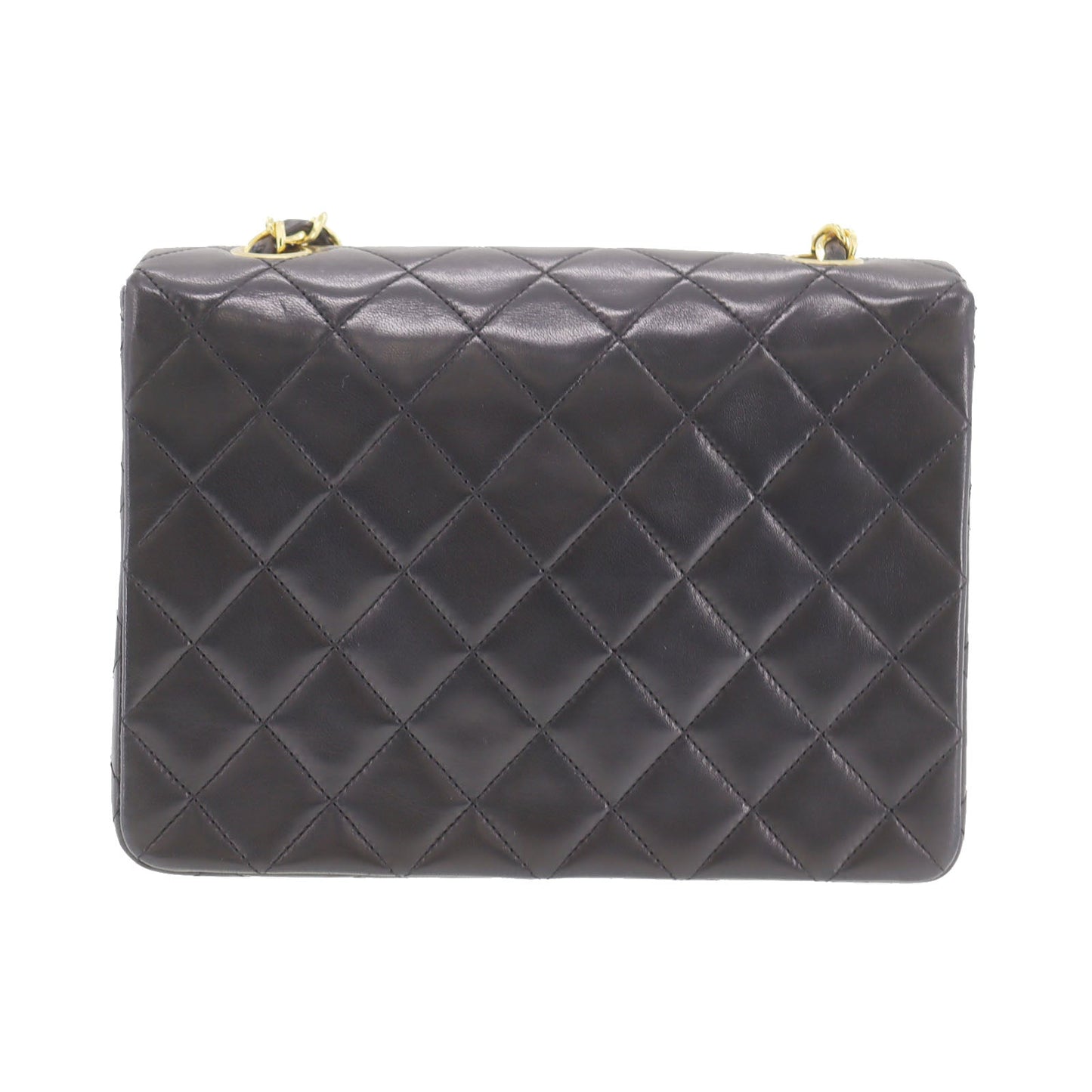 CHANEL Matelasse Shoulder Bag Black Lambskin Leather #CR67
