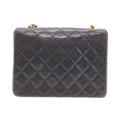 CHANEL Matelasse Shoulder Bag Black Lambskin Leather #CR67