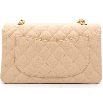 Caviar Quilted Small Double Flap Beige Clair