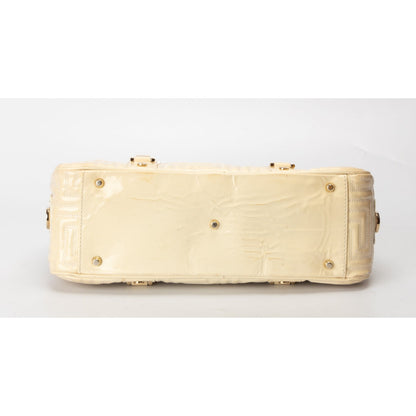 Gianni Versace Cream Quilted Patent Leather Bowler Bag
