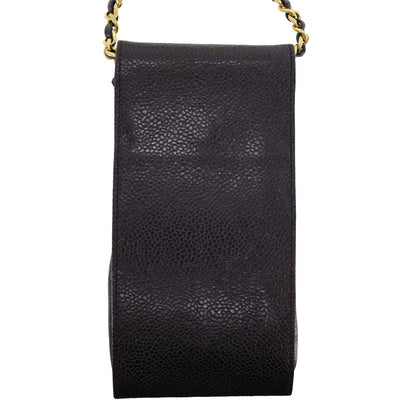CHANEL Shoulder Pouch Bag Caviar Skin Leather #AH602