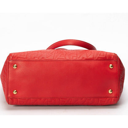 Salvatore Ferragamo Red Logo Embossed Bonnie Tote