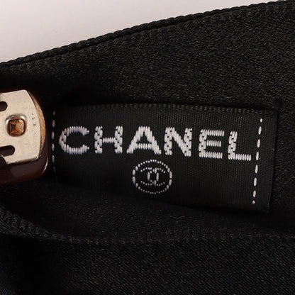 CHANEL Satin Ribbon Hair Clip Black
