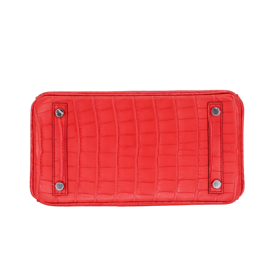 Hermès 25cm Birkin Bougainvillea Matte Alligator Palladium Hardware