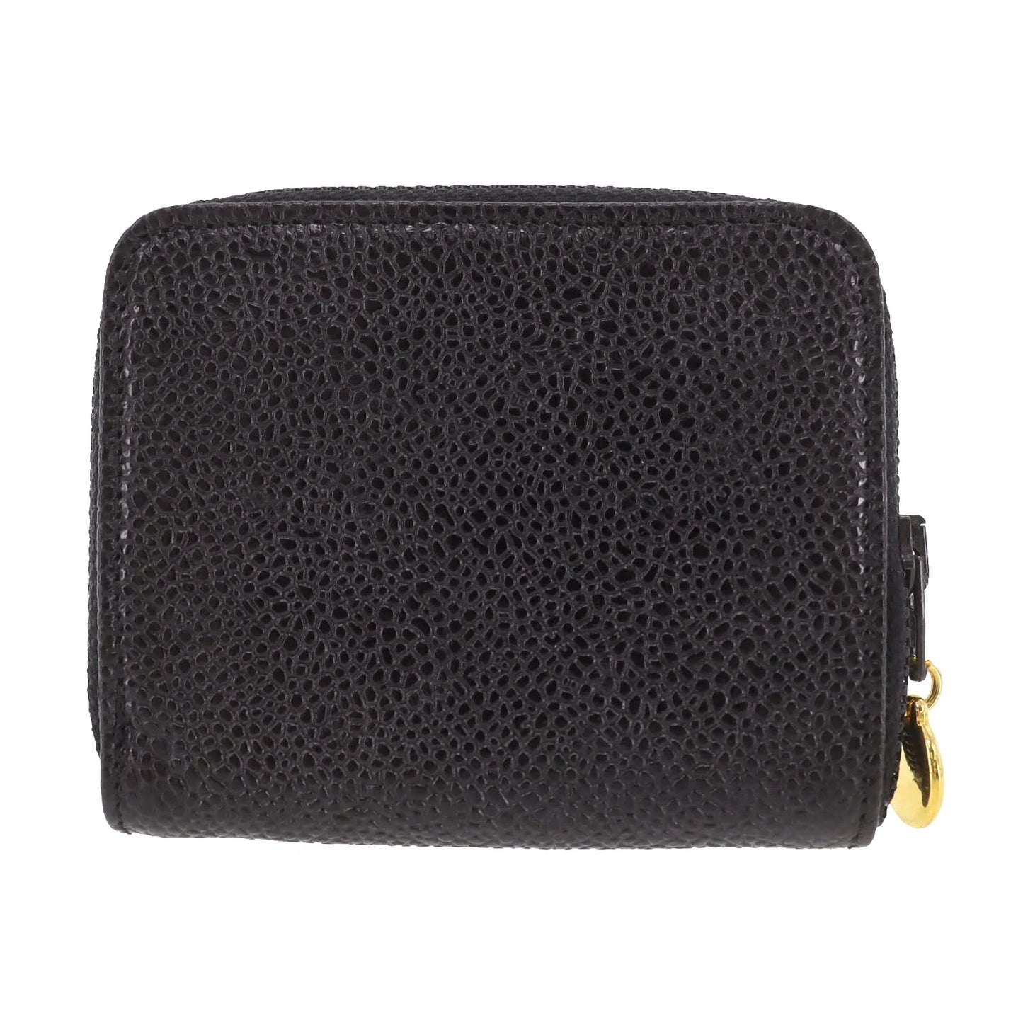 CHANEL CC Logos Coin Purse Black Caviar Skin Leather #CT227