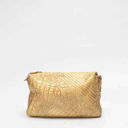Versace Gold Barocco Leather Vanitas Medea Shoulder Bag