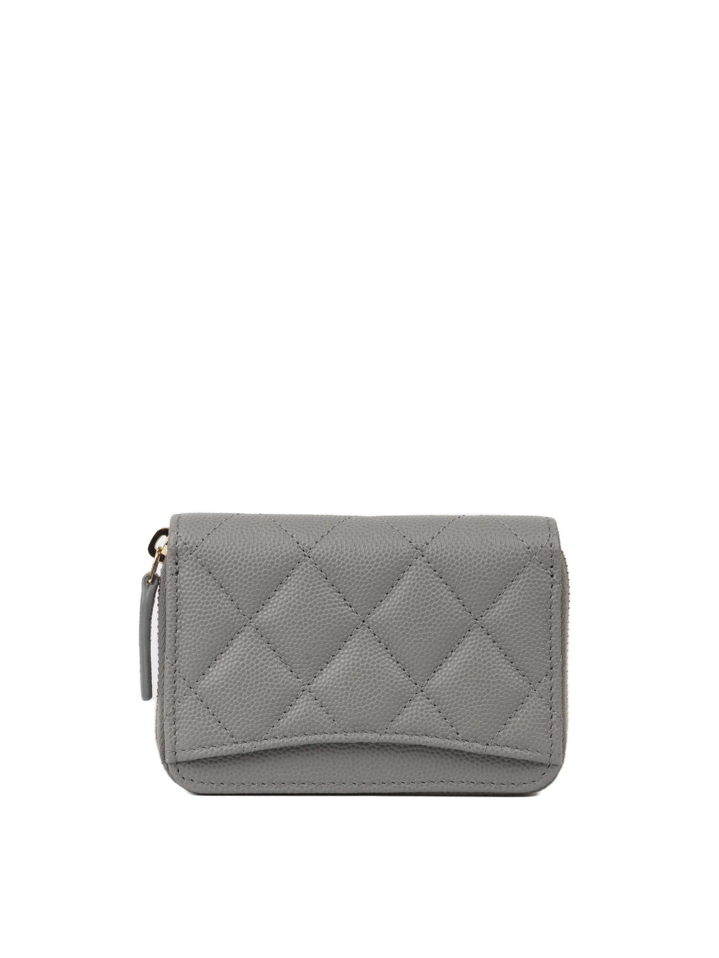 Chanel Grey Caviar Zip Classic Zipped Coin Purse.