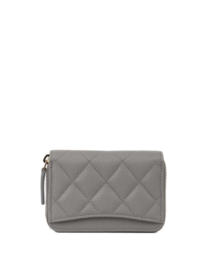 Chanel Grey Caviar Zip Classic Zipped Coin Purse.