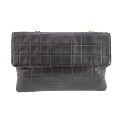 CHANEL Chocolate Bar  Handbag Beige Black Leather Vintage #AH448 S
