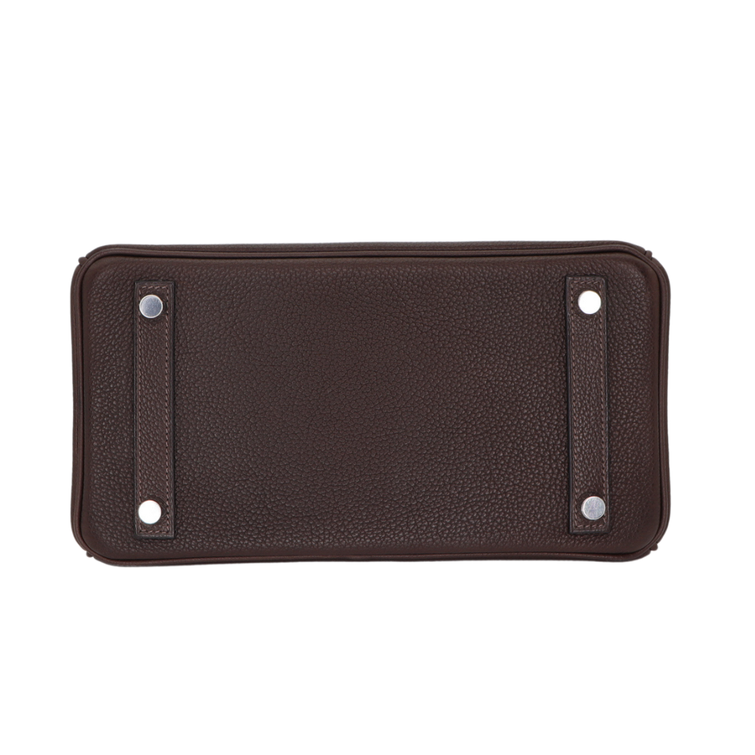 Hermès 25cm Birkin Ebene Barenia Faubourg Palladium Hardware