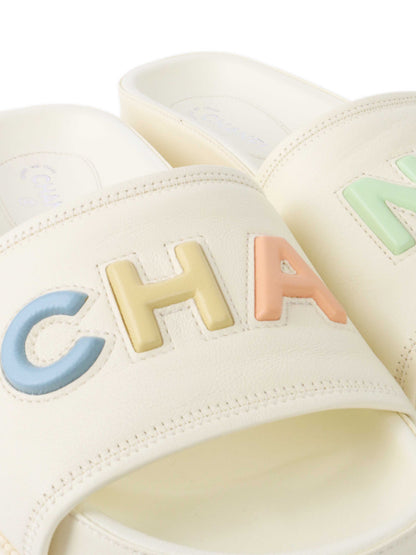 Chanel Cream/Pastel Slides 38