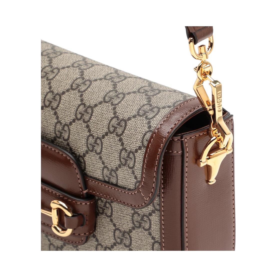 (WMNS) GUCCI Horsebit 1955 Retro Gold Buckle Logo Stripe Webbing Saddle Bag Shoulder Messenger Bag Mini Ebony / Brown Classic 658574-HUHHG-8565