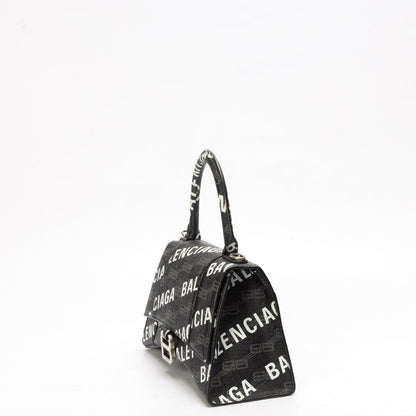 Balenciaga Black BB Monogram Hourglass Top Handle Bag