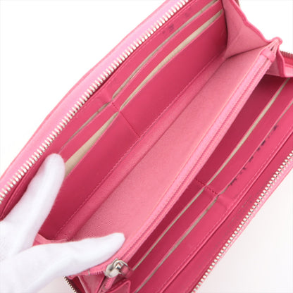 Chanel Matelasse Ram Leather Zippy Long Wallet Pink