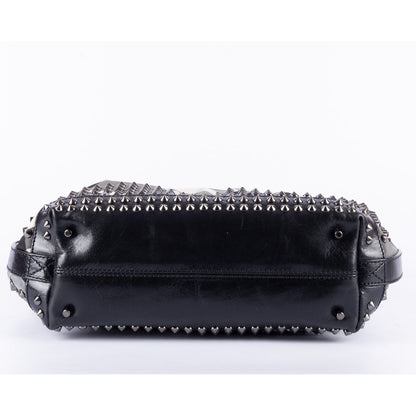Burberry Beat Check Nylon Studded Hobo Bag