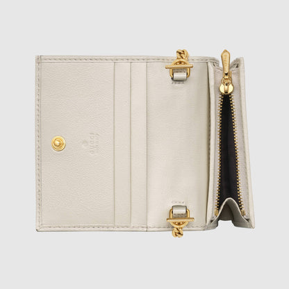 Gucci Rajah Chain Card Case Wallet White