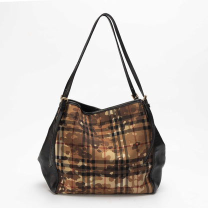 Burberry Black Camouflage Check Canterbury Tote