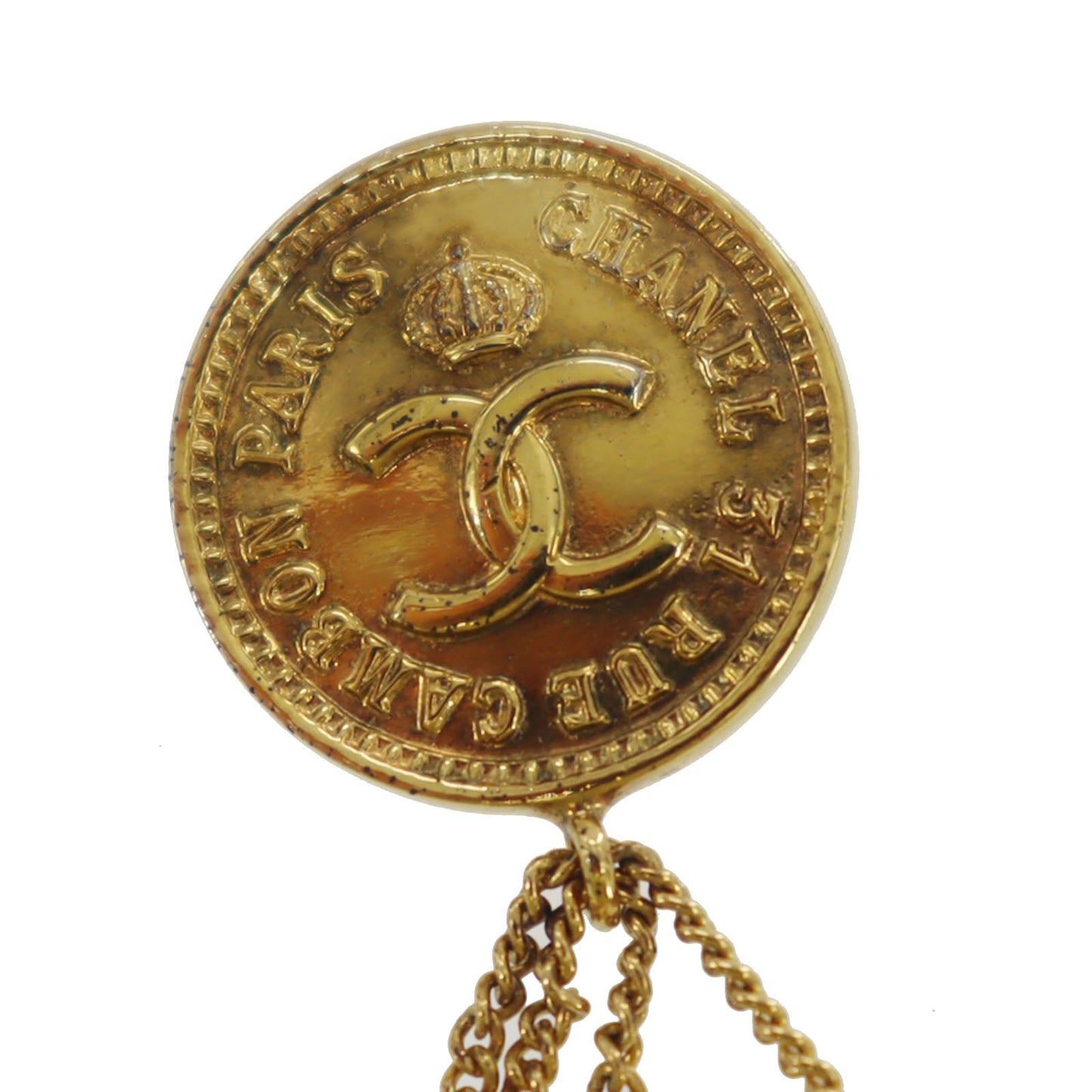 CHANEL CC Logo  Matelasse Swing Pin Brooch Gold Plated 26 Vintage #BX144 S