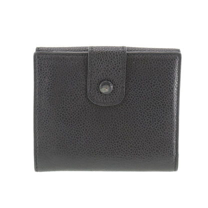 CHANEL CC Logos Bi-fold Wallet Black Caviar Skin Leather #CS563