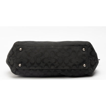 Coach Black Monogram Buckle Strap Shoulder Bag