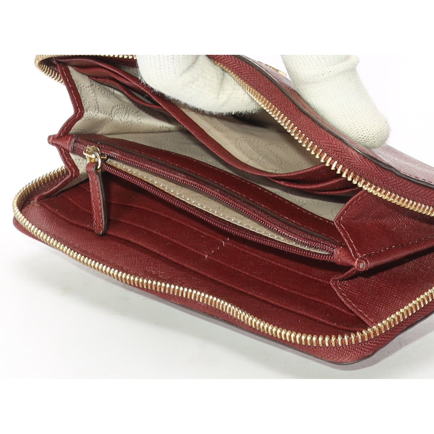 Michael Kors Maroon Fulton Zippy Wallet