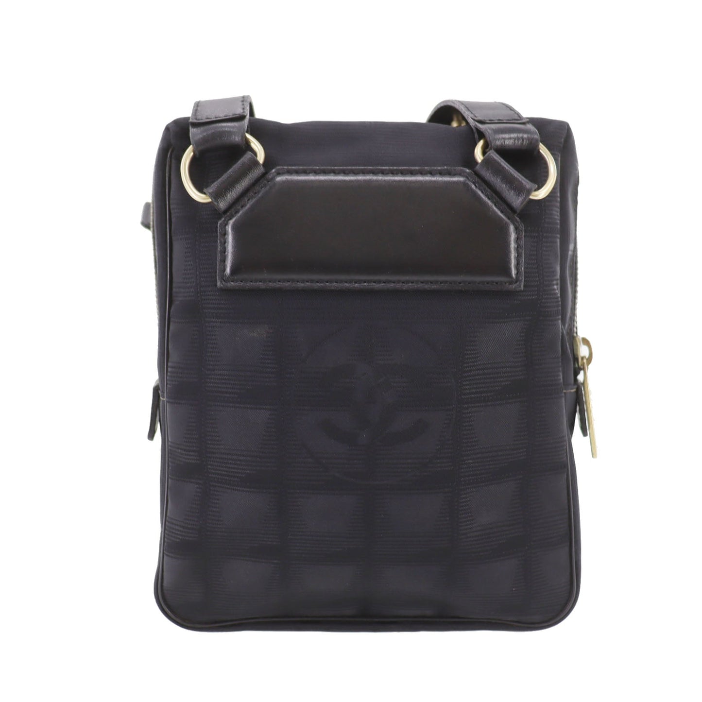 CHANEL New Travel Line  Black Shoulder Bag Nylon France Vintage #DA742