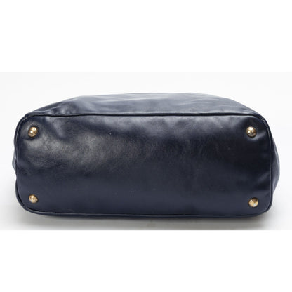 Prada Blue Soft Leather Front Zip Tote