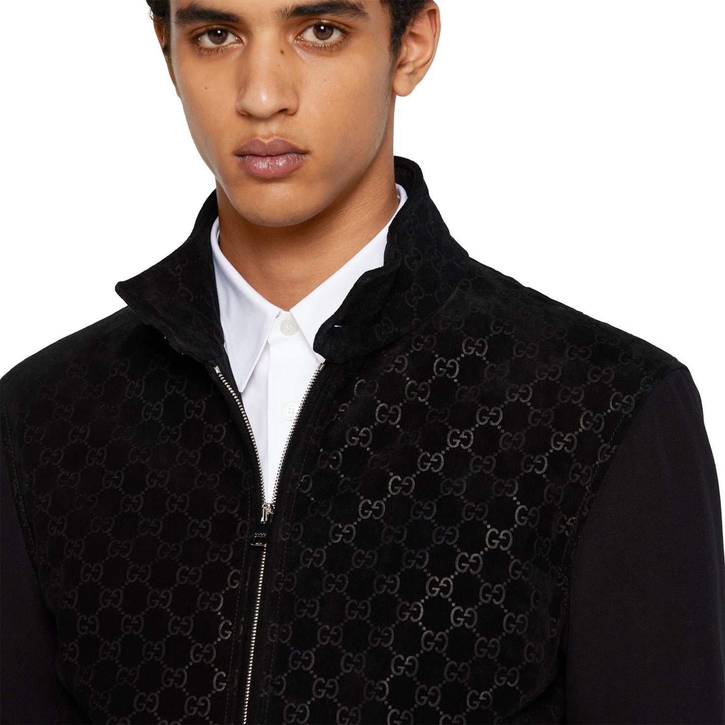 Gucci Guccima Embossed GG Suede Bomber Jacket