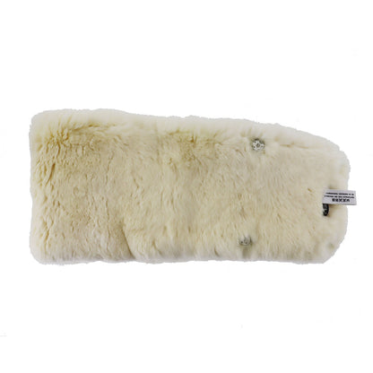 CHANEL CC Logos Fur Scarf Muffler 100% Rabbit White #CO713