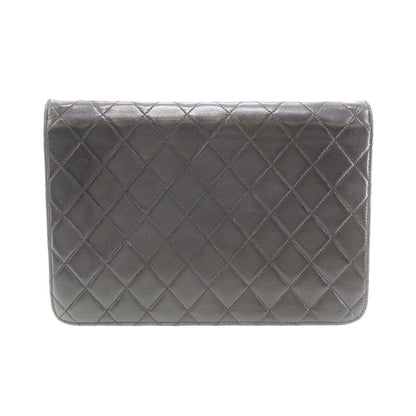 CHANEL Matelasse  Shoulder Bag Black Lambskin Leather #CN886