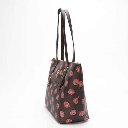 Coach Rose Print City Zip Tote