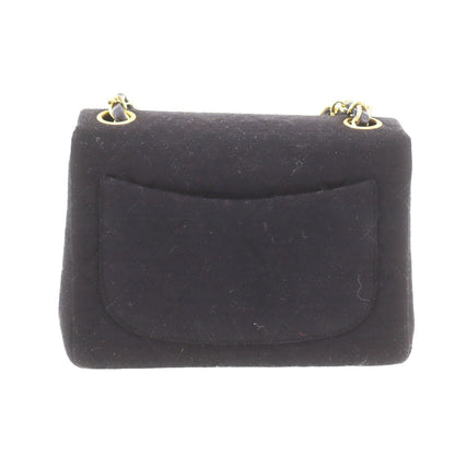 CHANEL Matelasse Crossbody Shoulder Bag Black Cotton #AF580