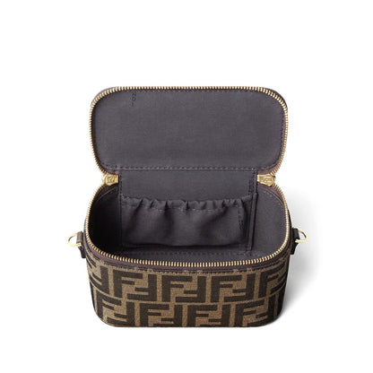 Fendi Vanity Tobacco Brown Ff Jacquard Fabric Mini-Bag