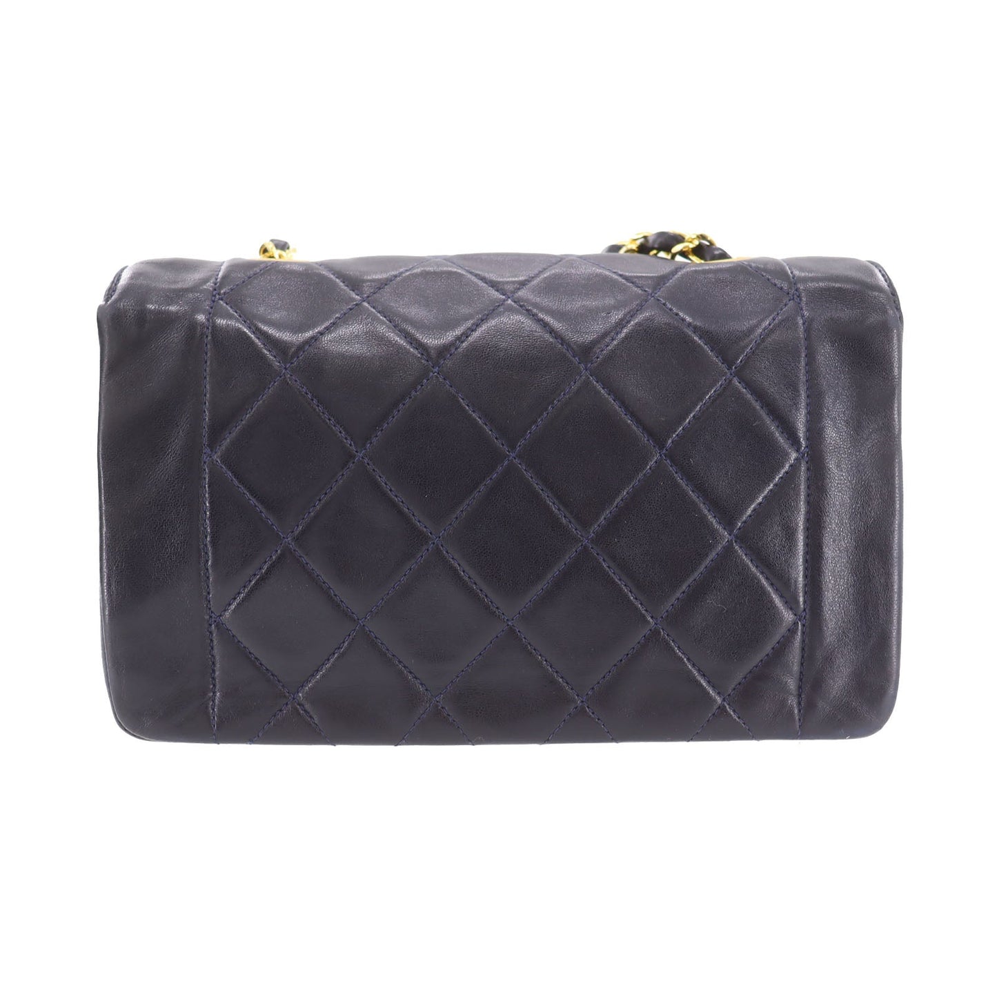 CHANEL Diana Matelasse 22  Shoulder Bag Navy Lambskin Vintage #CP684