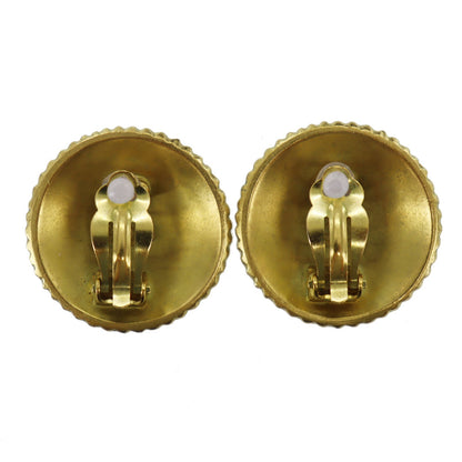CHANEL COCO Earrings Gold Clip-On Circle 95P #AG998