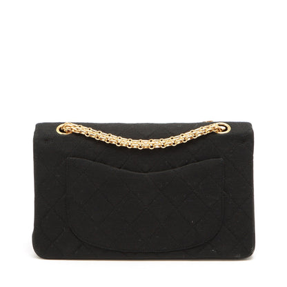 Chanel Matrasse Cotton Double Flap Double Chain Bag Black Gold  0st