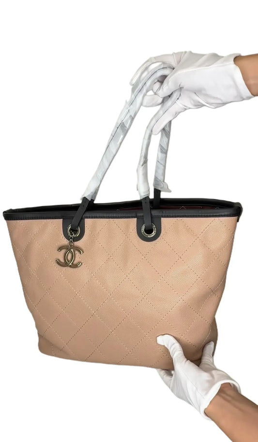 Chanel Matelasse Caviar Tote Bag Pink B-