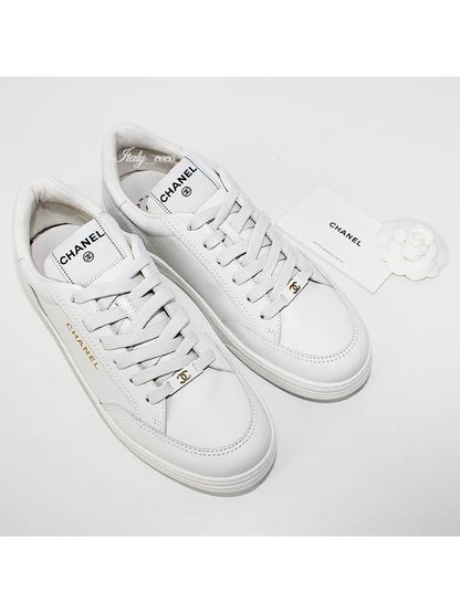 Logo Calfskin Low Top Sneakers White Chanel