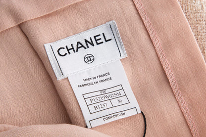 Chanel 1999 Pink Woven Linen Maxi Skirt SZ 36