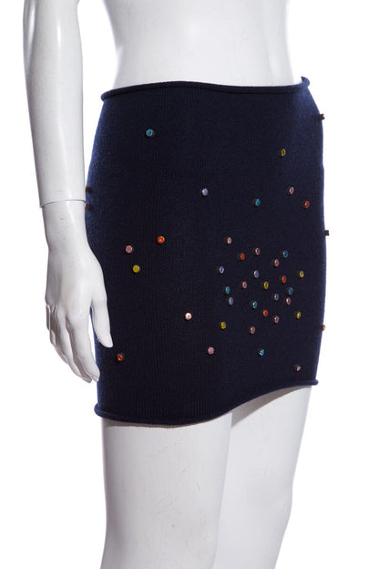 Chanel Confetti Cashmere Navy Skirt SZ 34