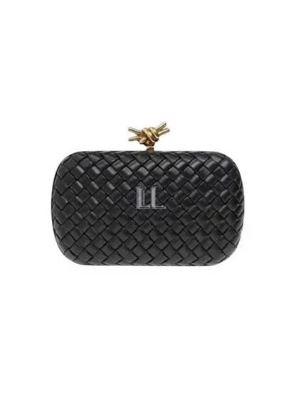 Luxury Bottega Veneta Knot Minaudiere Pouch Bag Black