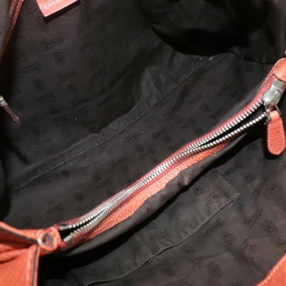 Gucci Orange Leather Bamboo Bar Satchel W Chrome Accents