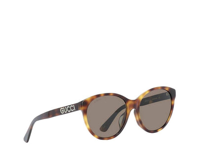 Gucci Women's Havana Oversize Acetate Sunglasses Crystal Logo