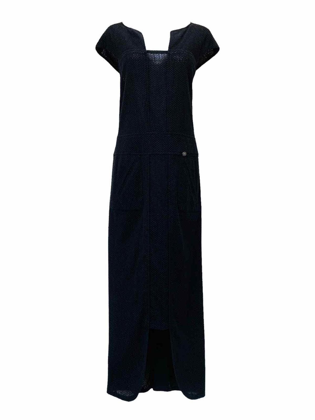CHANEL Black Textured Size US 4 Long Dress