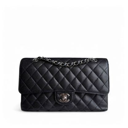 Chanel Classic Flap Medium - Caviar 25CM Quilted Black Silver Hardware Series 18
