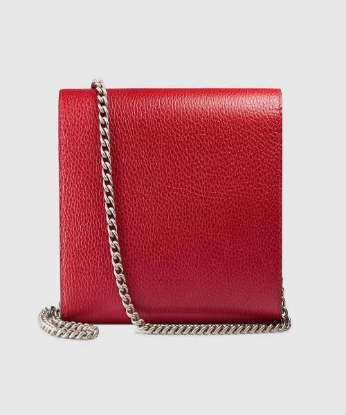 Gucci Dionysus GG Supreme Mini Leather Chain Bag Hibiscus Red