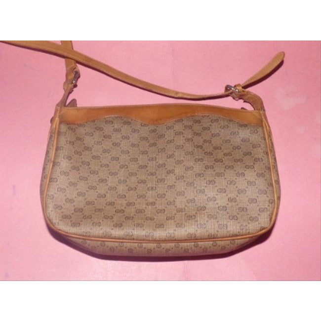 Gucci Vintage Purses Small G Logo Print Coated Canvas And Leather In Shades Of Brown