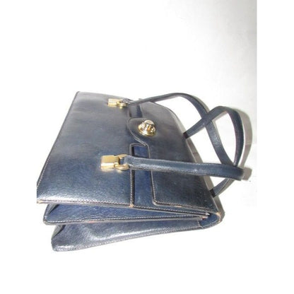 Gucci Vintage Pursesdesigner Purses Navy Blue Leather Satchel